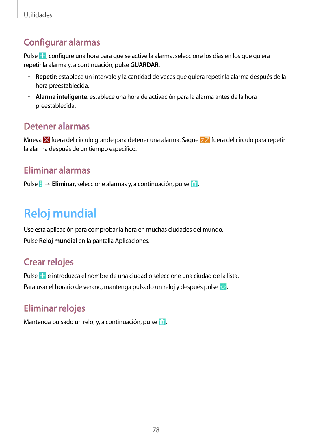 Samsung SM-T533NZWAPHE, SM-T533NYKAPHE, SM-T533NZWAXEH manual Reloj mundial 