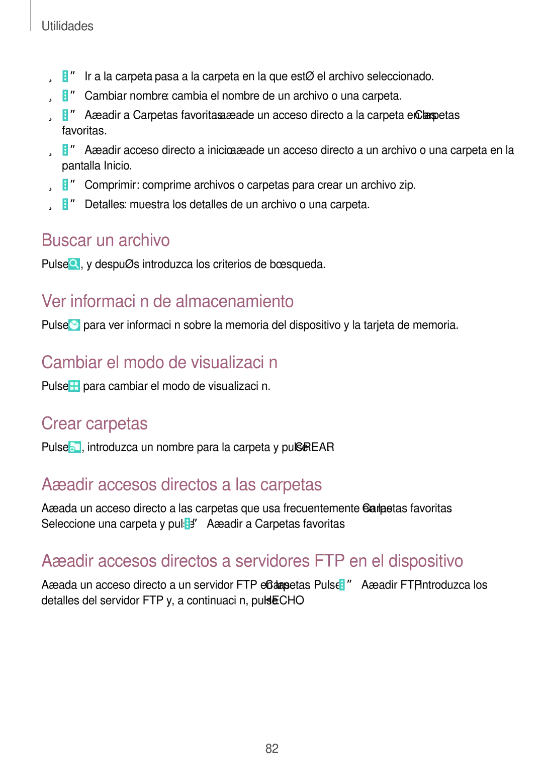 Samsung SM-T533NYKAPHE manual Buscar un archivo, Ver información de almacenamiento, Cambiar el modo de visualización 