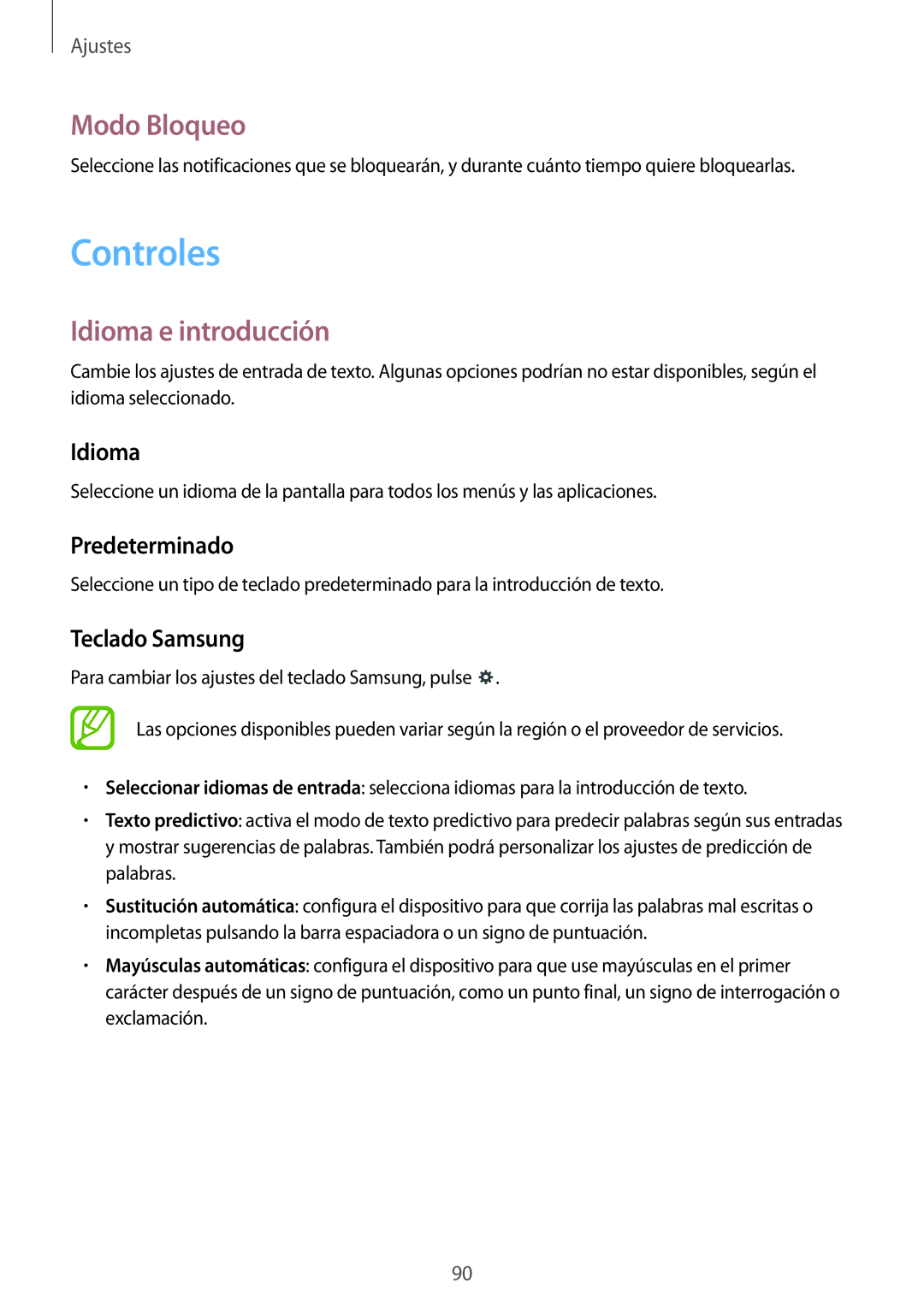 Samsung SM-T533NZWAPHE, SM-T533NYKAPHE, SM-T533NZWAXEH manual Controles, Modo Bloqueo, Idioma e introducción 