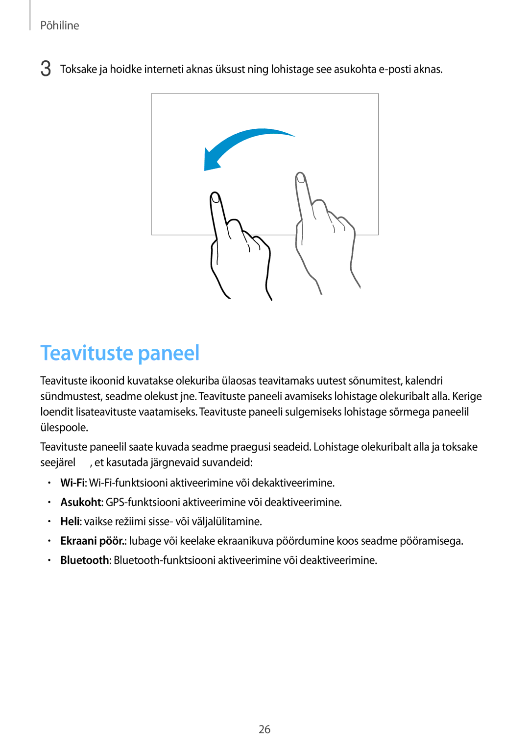 Samsung SM-T533NZWASEB, SM-T533NYKASEB manual Teavituste paneel 