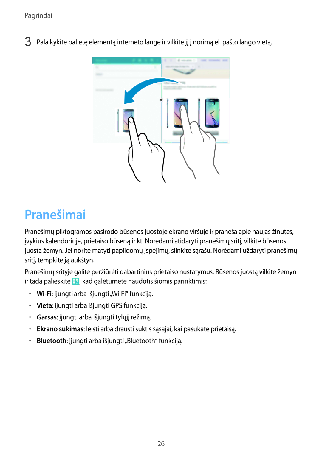 Samsung SM-T533NZWASEB, SM-T533NYKASEB manual Pranešimai 