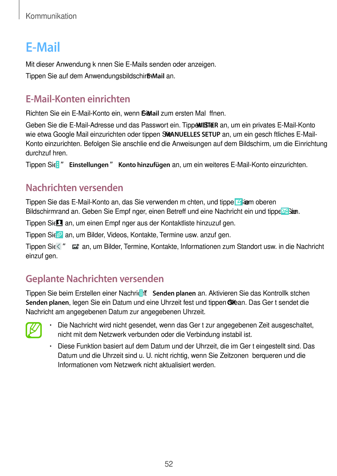 Samsung SM-T535NZWATPH, SM-T535NYKAATO, SM-T535NZWAXEO, SM-T535NYKATPH, SM-T535NYKACOS manual Mail-Konten einrichten 