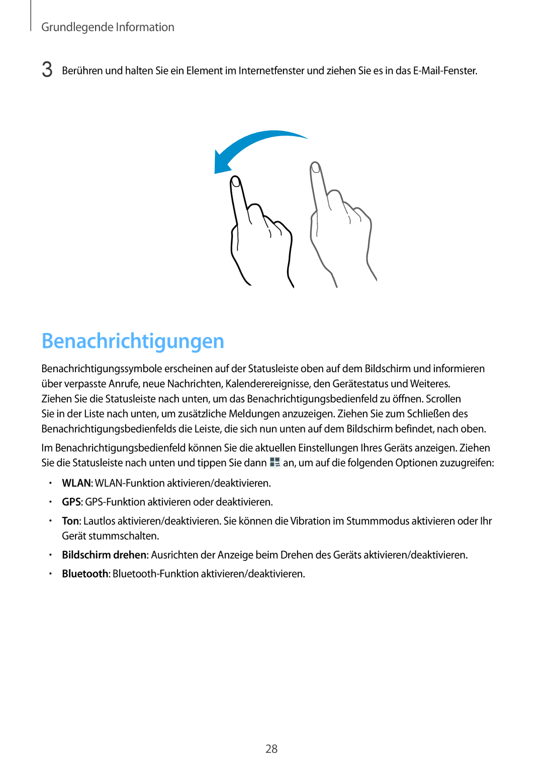 Samsung SM-T535NYKASEB, SM-T535NYKAATO, SM-T535NZWATPH, SM-T535NZWAXEO, SM-T535NYKATPH, SM-T535NYKACOS manual Benachrichtigungen 