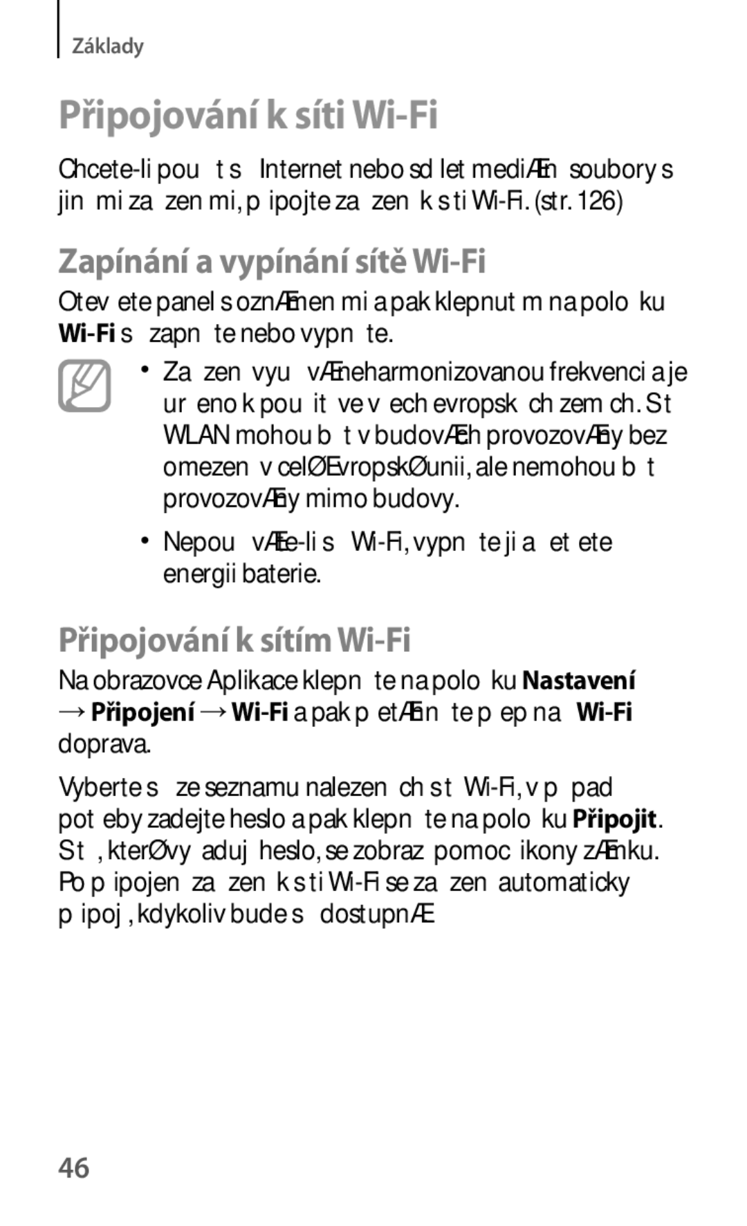 Samsung SM-T535NZWAEUR, SM-T535NYKAATO Připojování k síti Wi-Fi, Zapínání a vypínání sítě Wi-Fi, Připojování k sítím Wi-Fi 