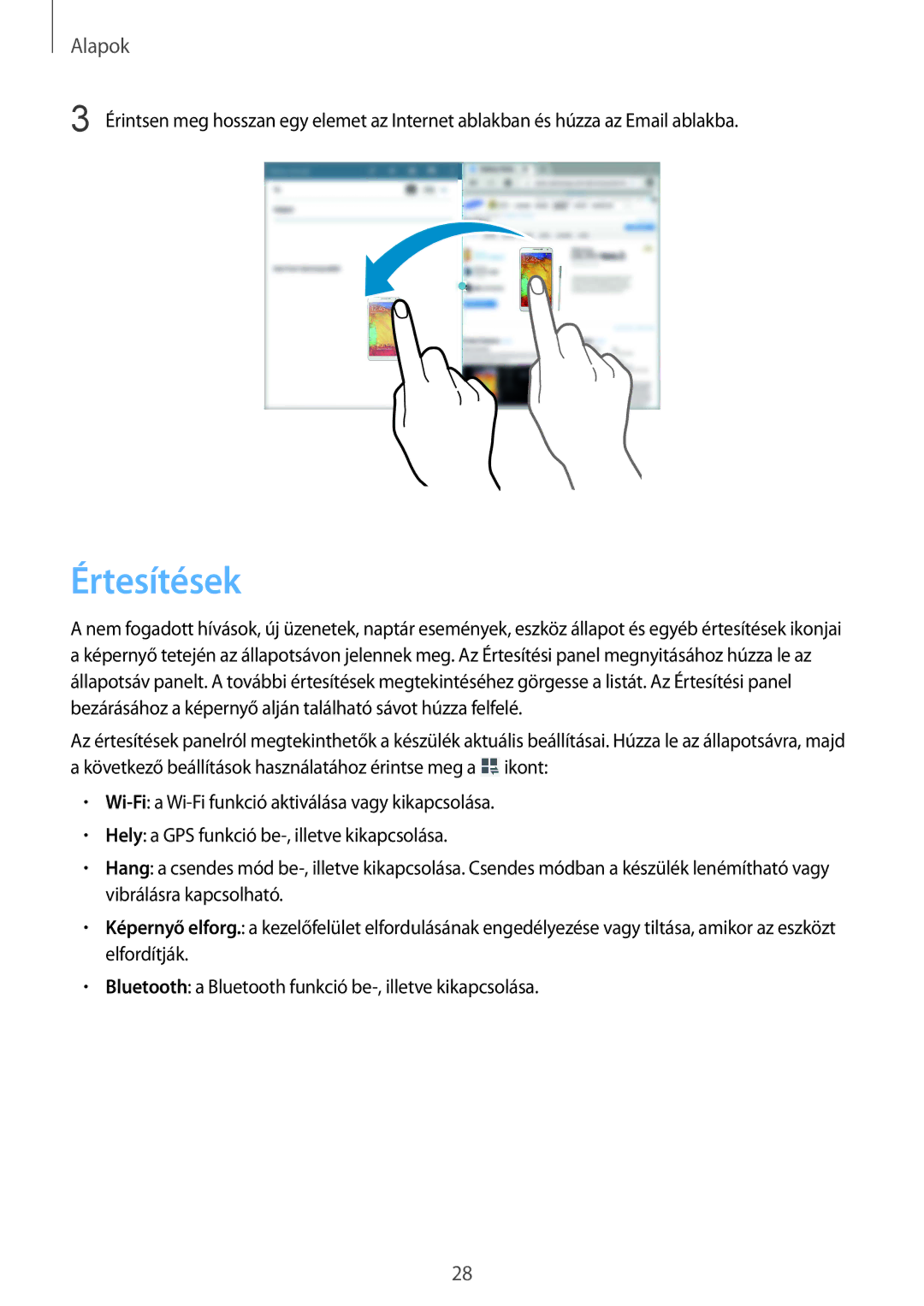 Samsung SM-T535NYKAXEO, SM-T535NYKAATO, SM-T535NZWAXEO, SM-T535NZWAEUR, SM-T535NYKAEUR, SM-T535NZWAATO manual Értesítések 