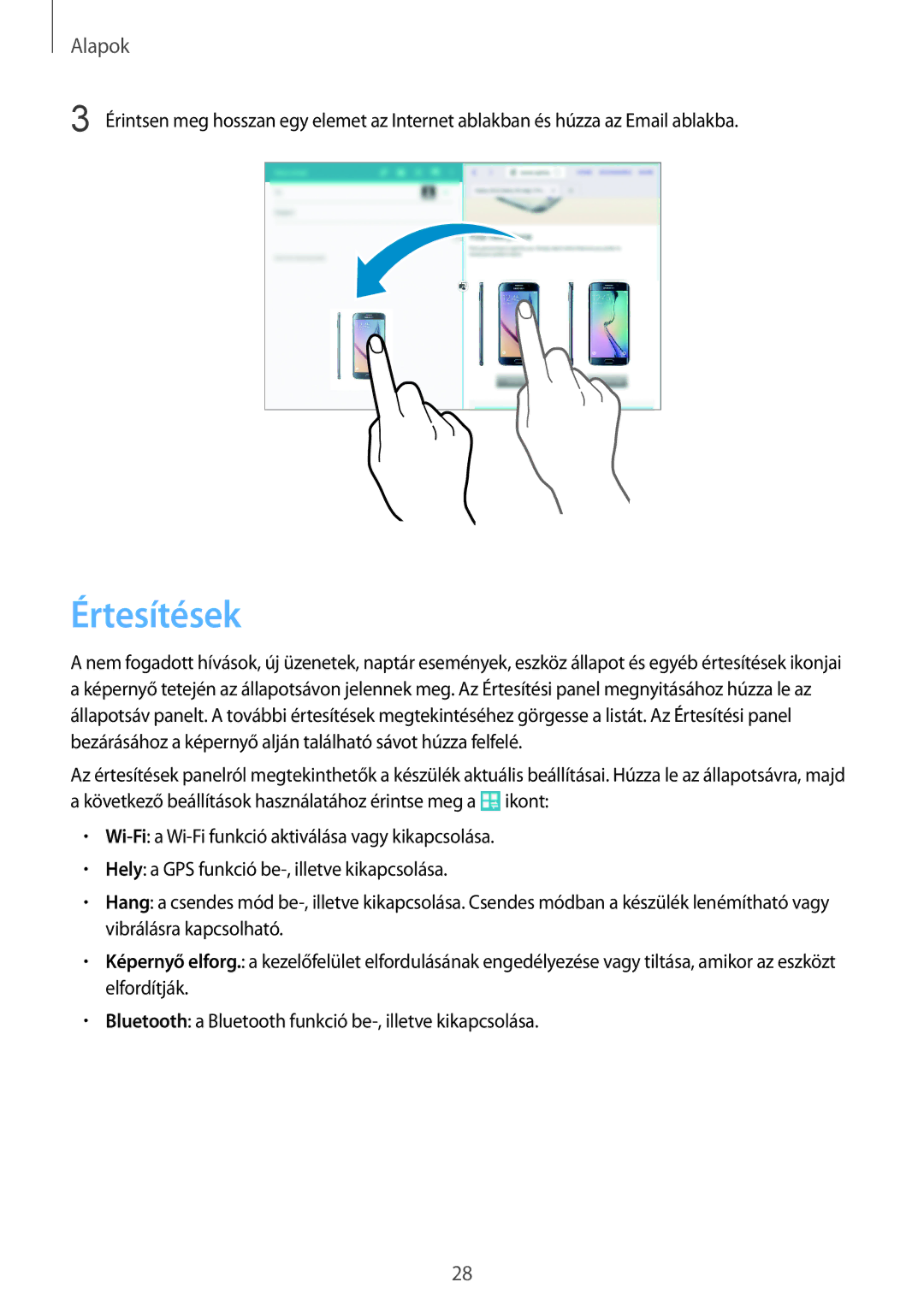 Samsung SM-T535NYKAXEO, SM-T535NYKAATO, SM-T535NZWAXEO, SM-T535NZWAEUR, SM-T535NYKAEUR, SM-T535NZWAATO manual Értesítések 