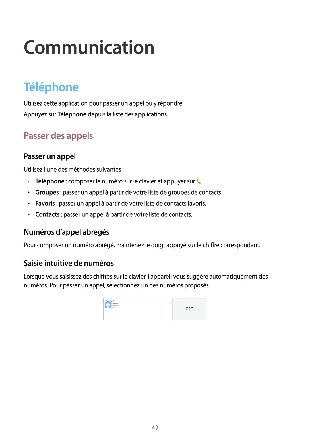 Samsung SM-T535NZWAFTM, SM-T535NZWAXEF manual Communication, Téléphone, Passer des appels 