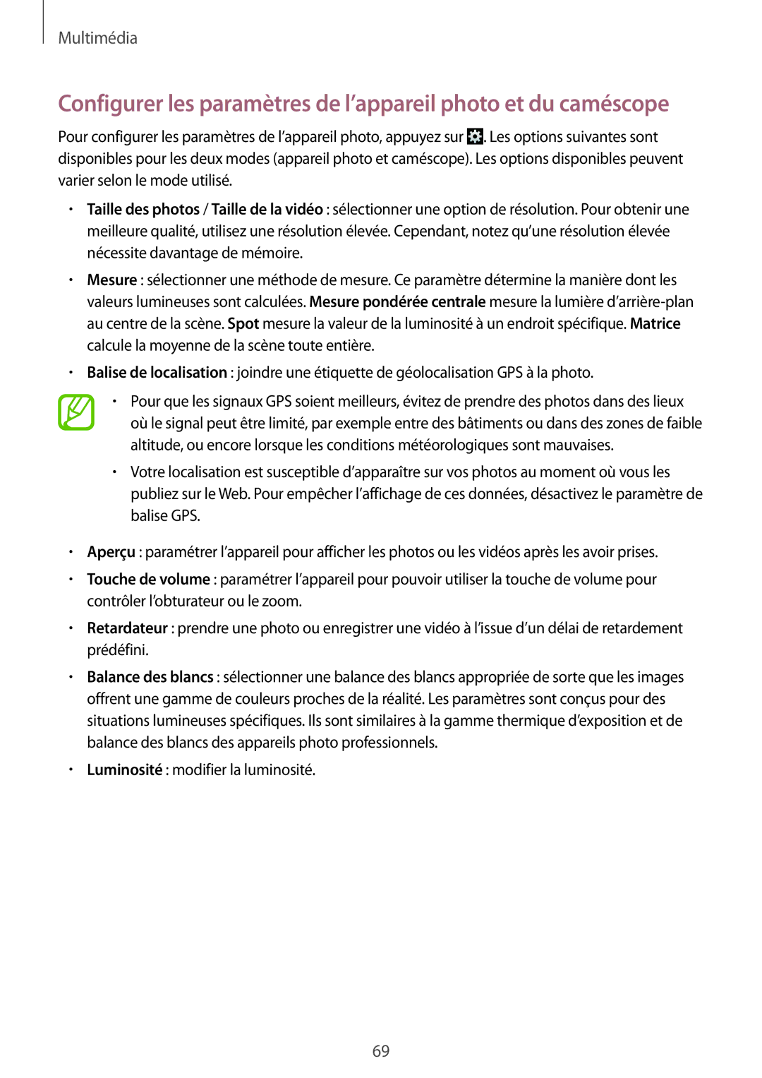 Samsung SM-T535NZWAXEF, SM-T535NZWAFTM manual Multimédia 