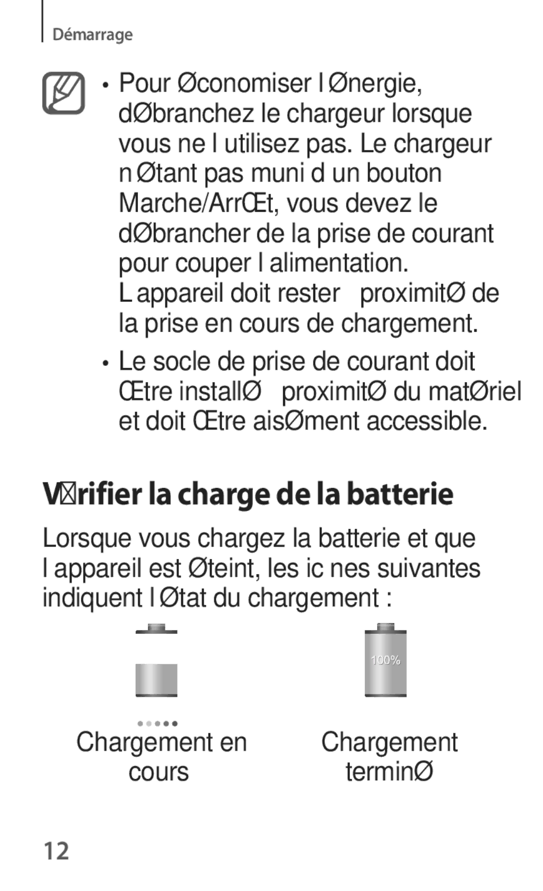 Samsung SM-T535NZWAFTM, SM-T535NZWAXEF manual Vérifier la charge de la batterie, Cours 