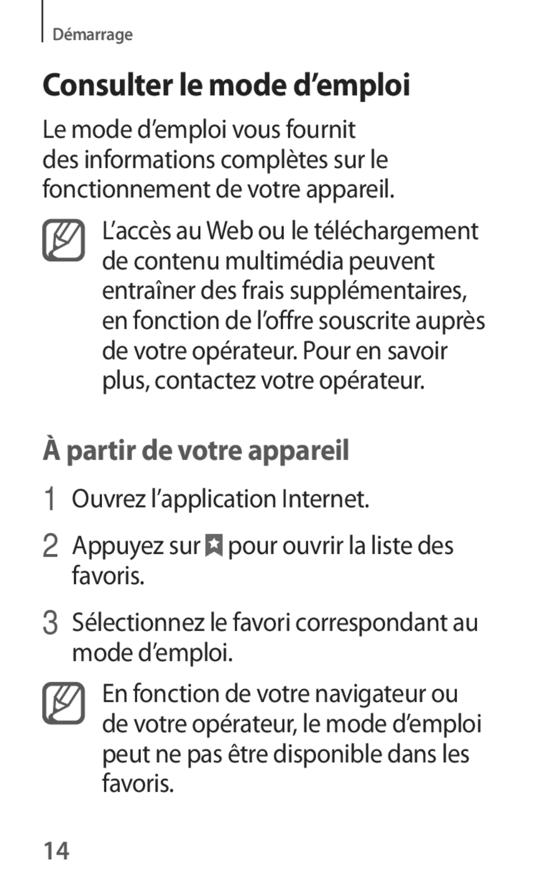 Samsung SM-T535NZWAFTM, SM-T535NZWAXEF manual Consulter le mode d’emploi, Partir de votre appareil 