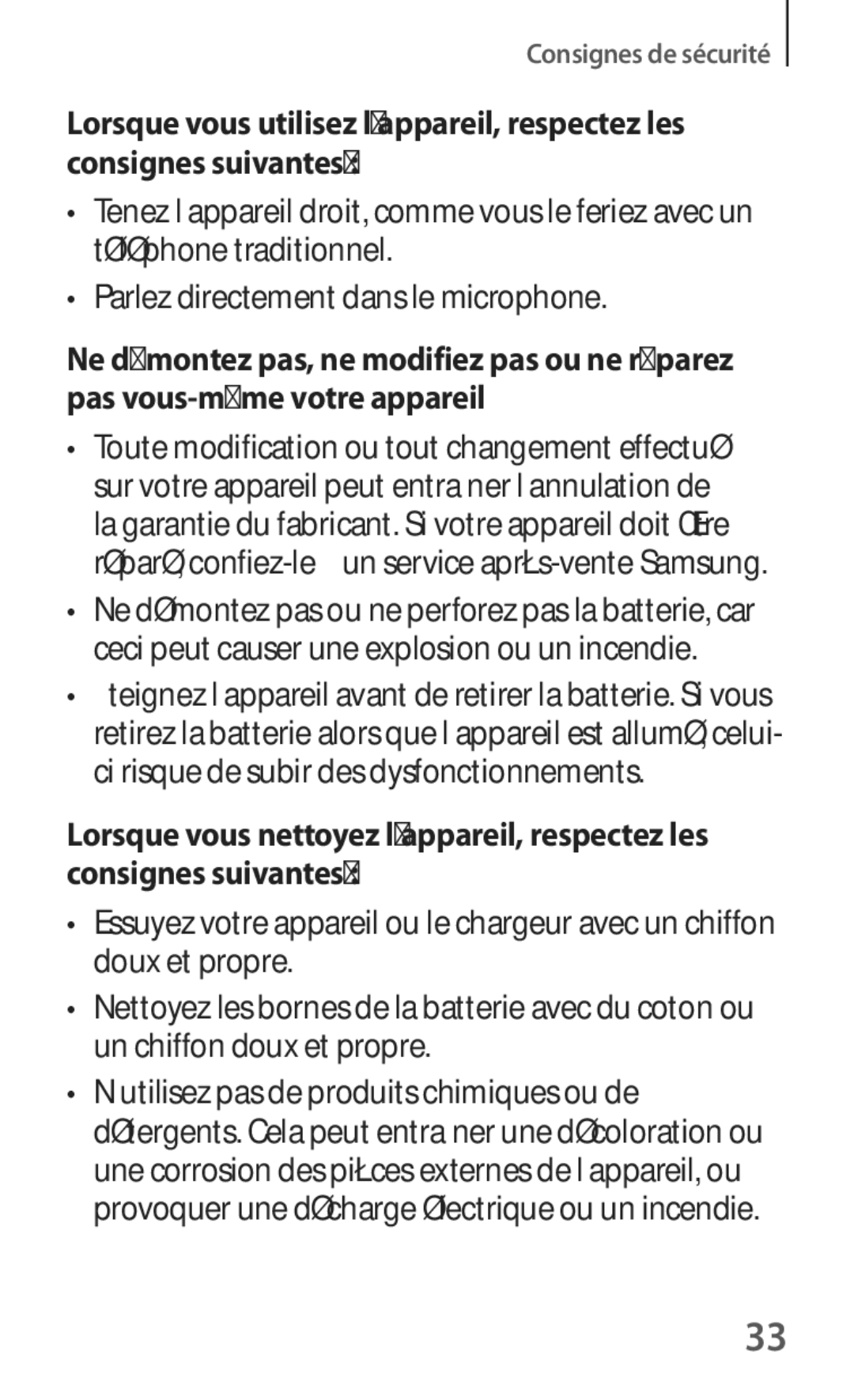 Samsung SM-T535NZWAXEF, SM-T535NZWAFTM manual Consignes de sécurité 