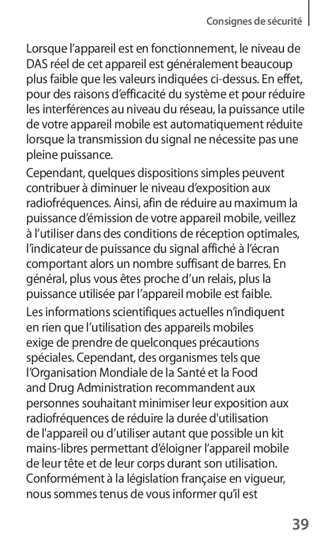 Samsung SM-T535NZWAXEF, SM-T535NZWAFTM manual Consignes de sécurité 