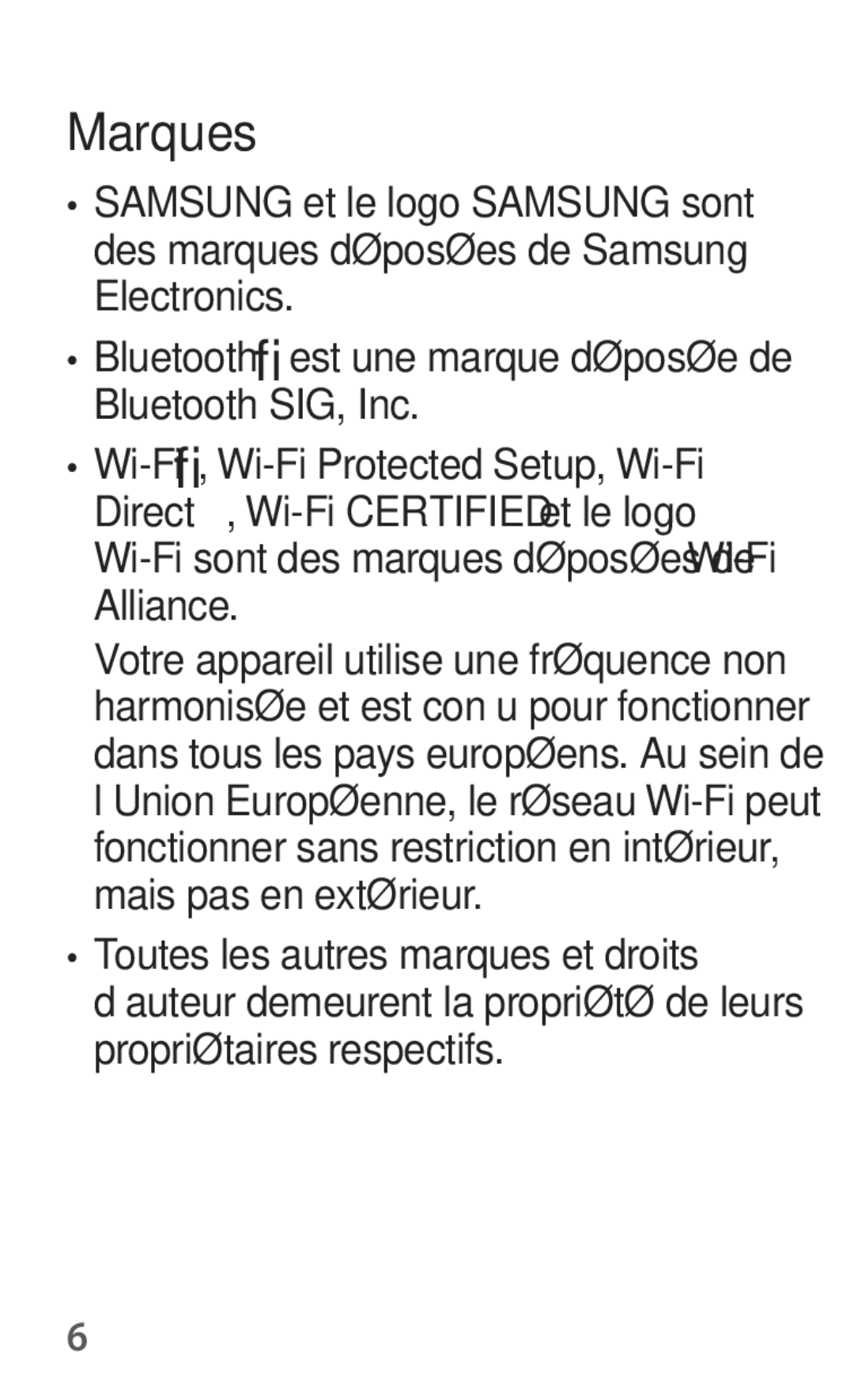 Samsung SM-T535NZWAFTM, SM-T535NZWAXEF manual Marques, Bluetooth est une marque déposée de Bluetooth SIG, Inc 