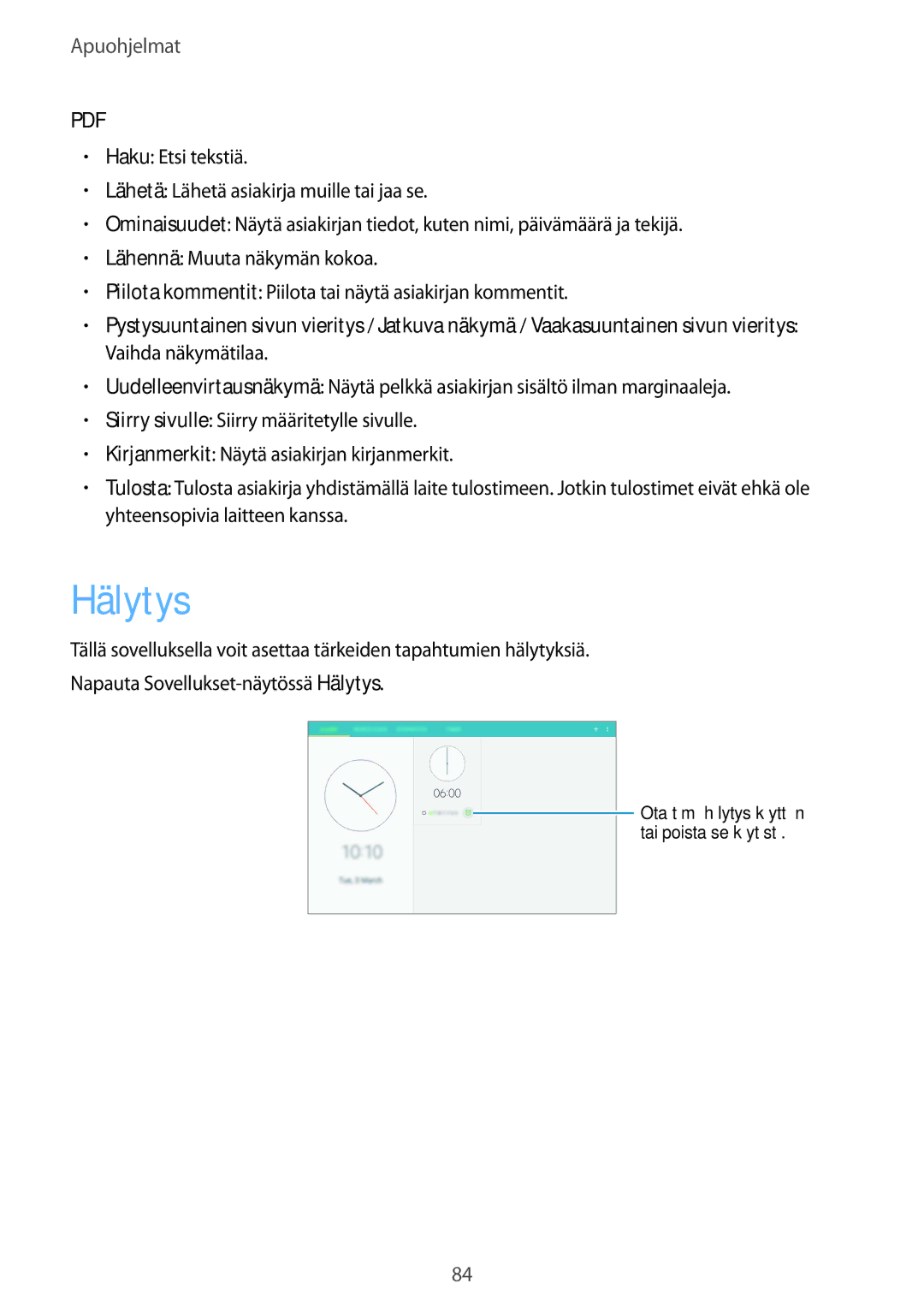 Samsung SM-T535NZWANEE, SM-T535NYKENEE, SM-T535NYKANEE, SM-T535NDWANEE manual Hälytys 