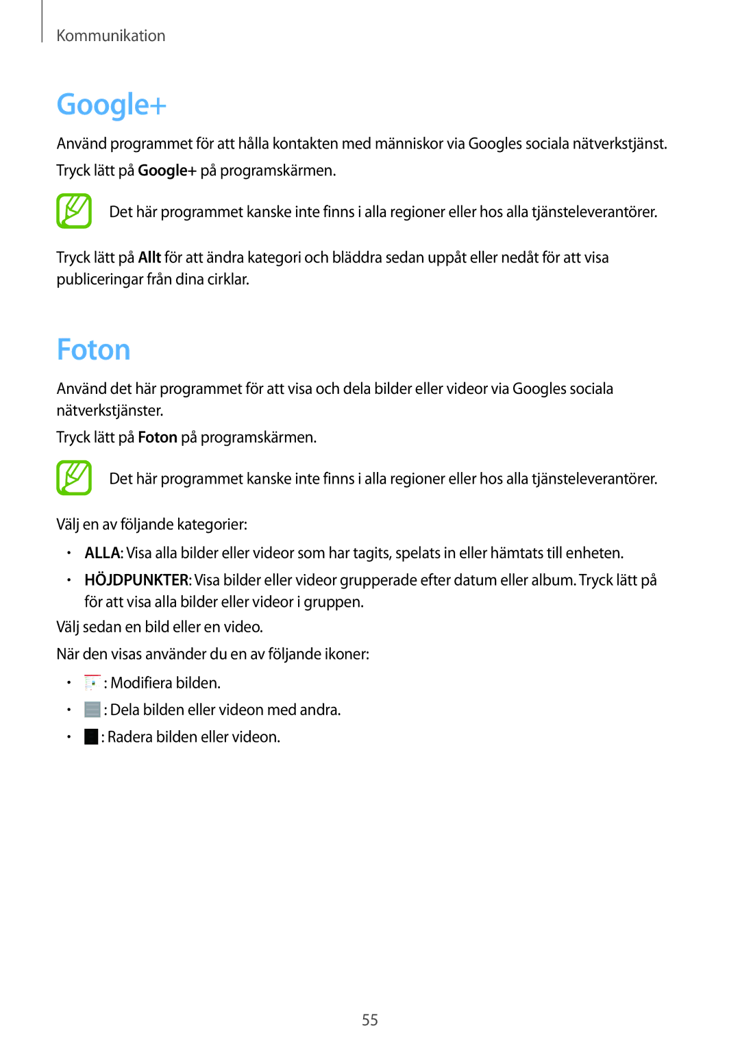 Samsung SM-T535NDWANEE, SM-T535NZWANEE, SM-T535NYKENEE, SM-T535NYKANEE manual Google+, Foton 