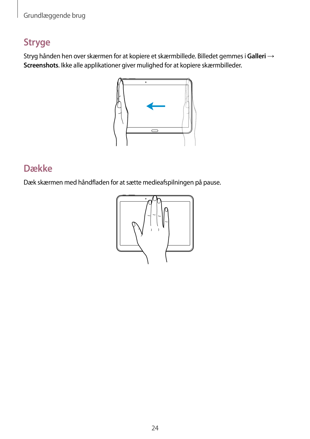 Samsung SM-T535NZWANEE, SM-T535NYKENEE, SM-T535NYKANEE, SM-T535NDWANEE manual Stryge, Dække 