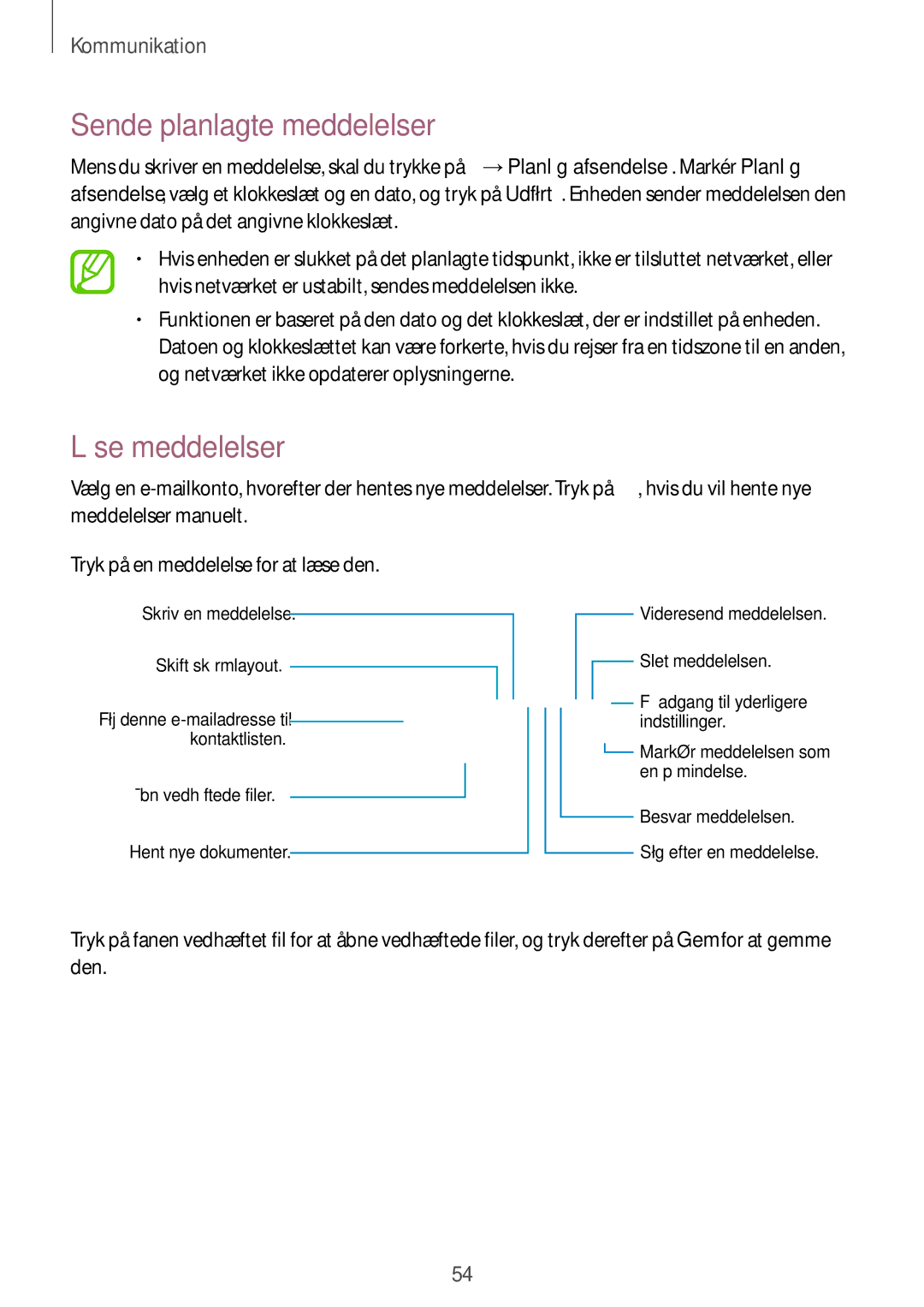 Samsung SM-T535NYKANEE, SM-T535NZWANEE, SM-T535NYKENEE, SM-T535NDWANEE manual Læse meddelelser 