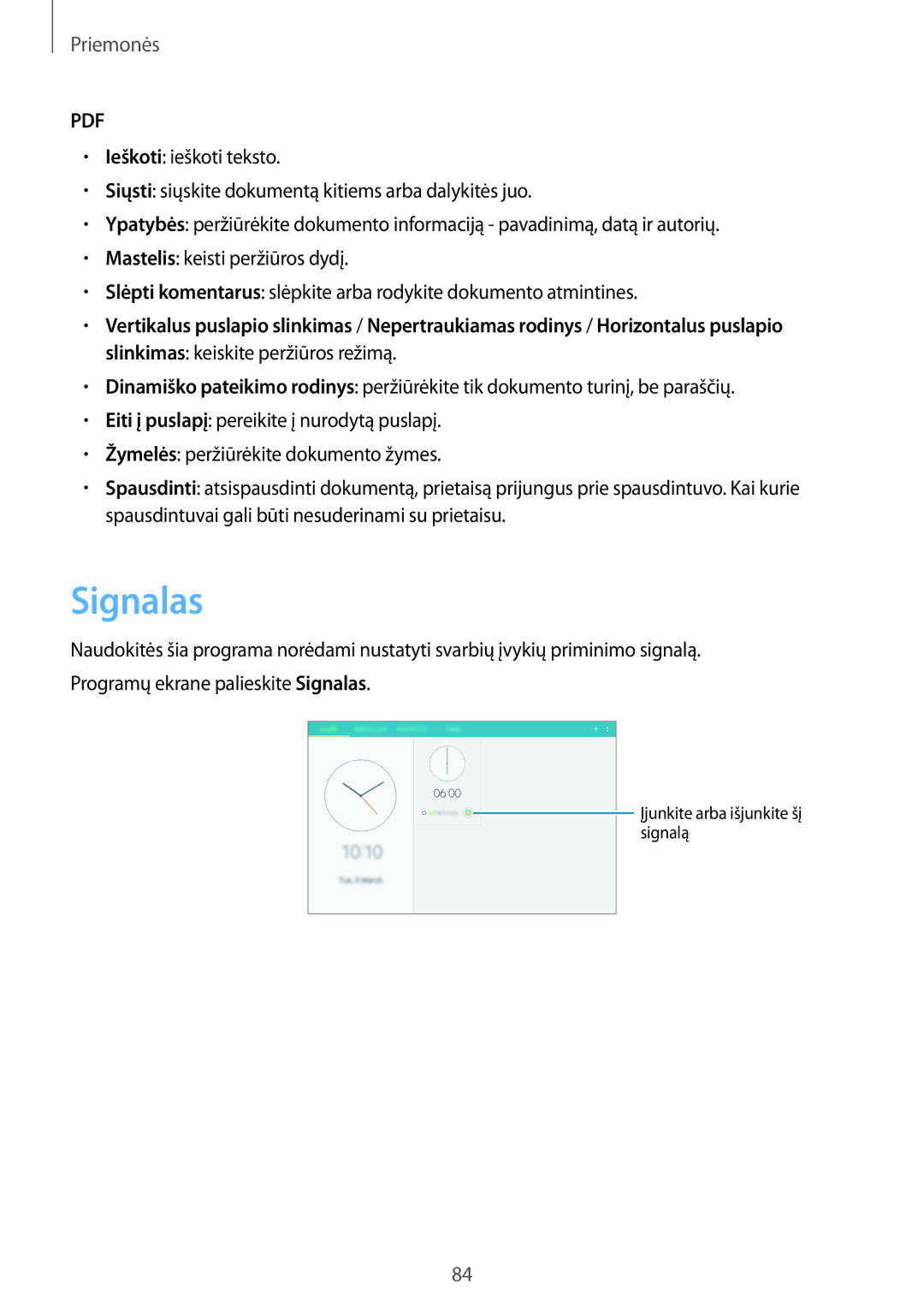 Samsung SM-T535NZWASEB, SM-T535NYKASEB manual Signalas 