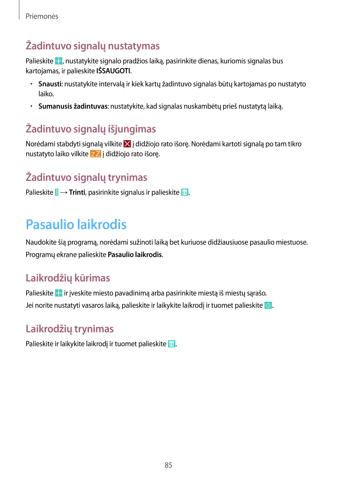 Samsung SM-T535NYKASEB, SM-T535NZWASEB manual Pasaulio laikrodis 