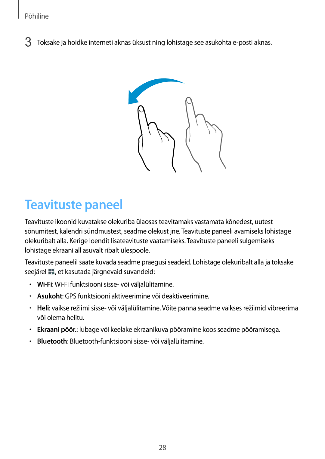 Samsung SM-T535NZWASEB, SM-T535NYKASEB manual Teavituste paneel 