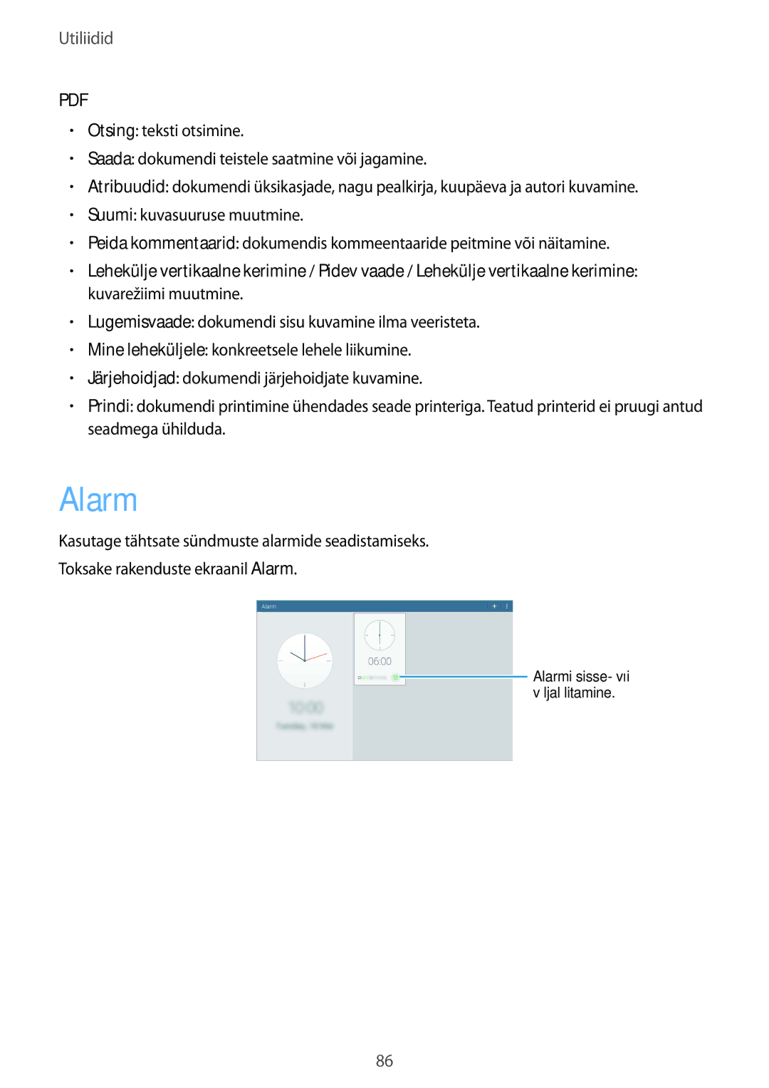 Samsung SM-T535NZWASEB, SM-T535NYKASEB manual Alarm 