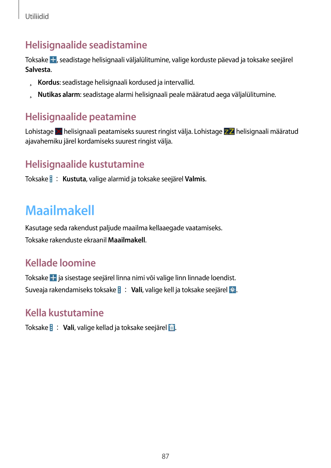 Samsung SM-T535NYKASEB, SM-T535NZWASEB manual Maailmakell 