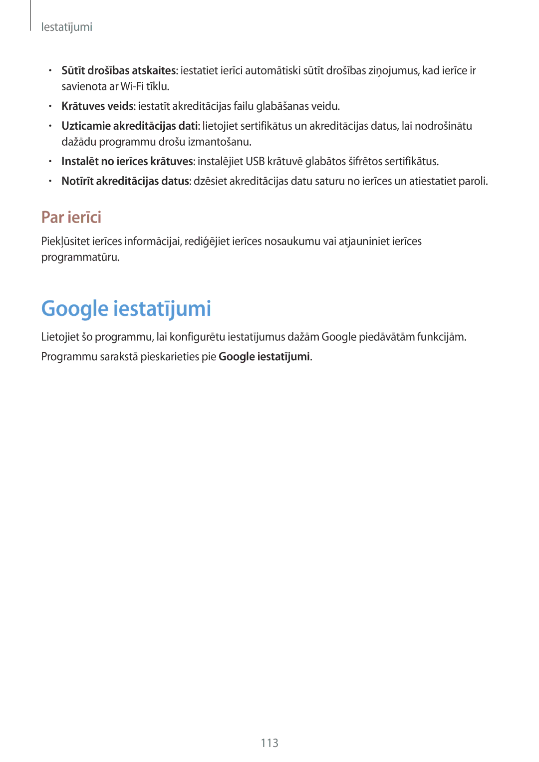 Samsung SM-T535NYKASEB, SM-T535NZWASEB manual Google iestatījumi, Par ierīci 