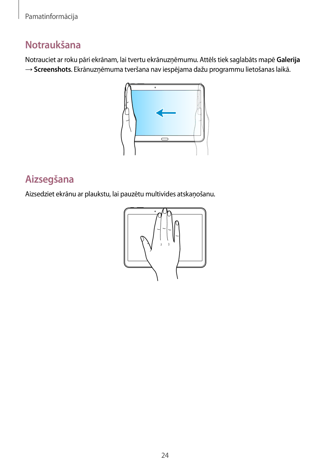 Samsung SM-T535NZWASEB, SM-T535NYKASEB manual Notraukšana, Aizsegšana 