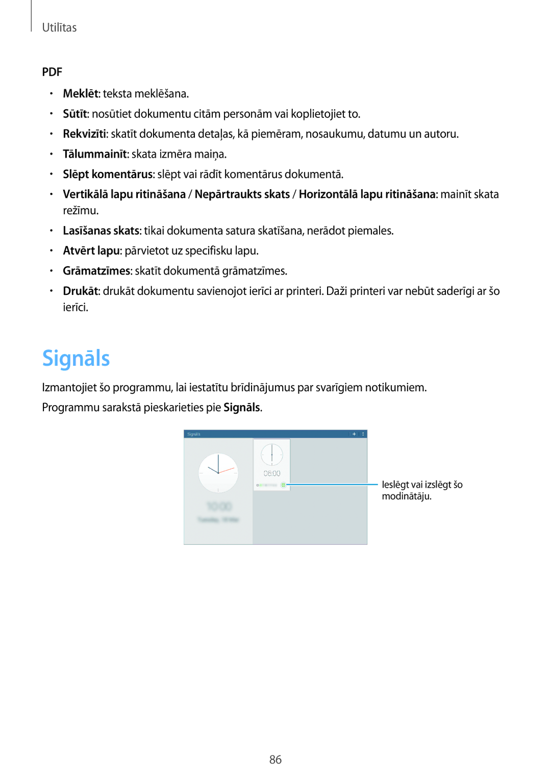 Samsung SM-T535NZWASEB, SM-T535NYKASEB manual Signāls 