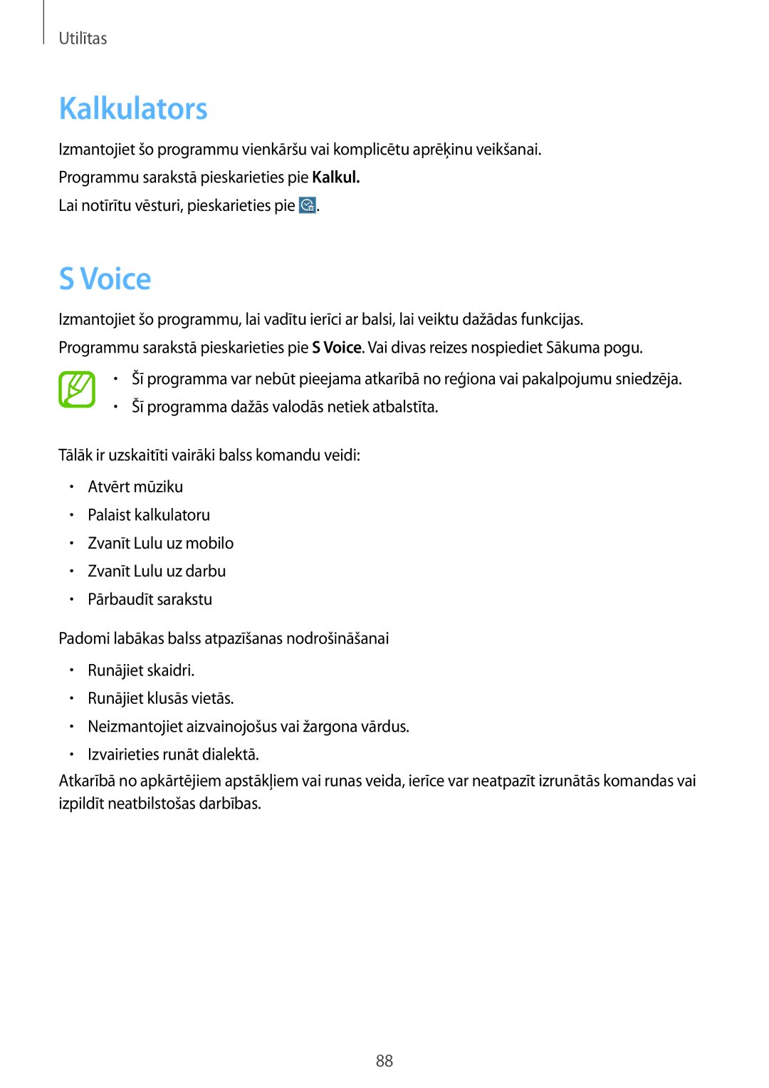 Samsung SM-T535NZWASEB, SM-T535NYKASEB manual Kalkulators, Voice 