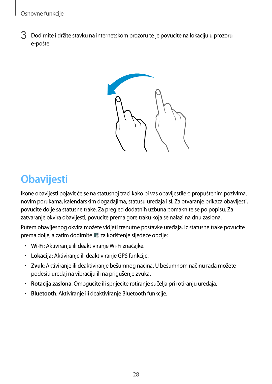 Samsung SM-T535NZWASEE, SM-T535NZWACRO, SM-T535NYKASEE, SM-T535NZWAVIP manual Obavijesti 