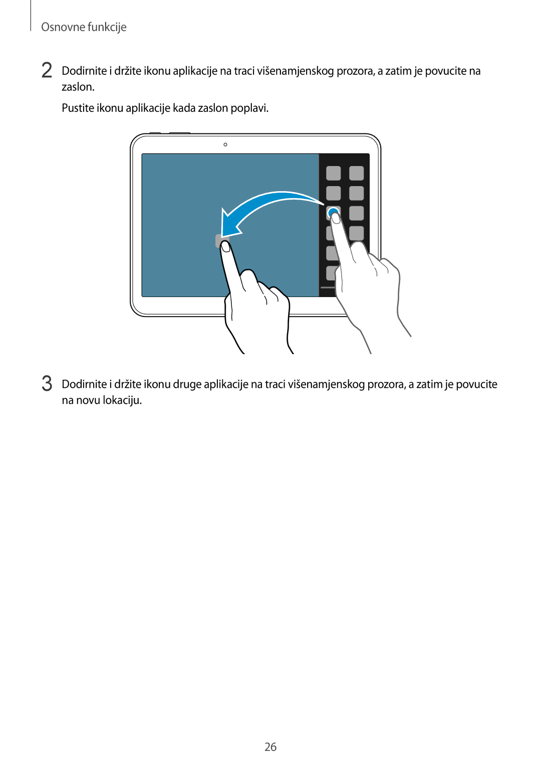 Samsung SM-T535NYKASEE, SM-T535NZWASEE, SM-T535NZWACRO, SM-T535NZWAVIP manual Osnovne funkcije 