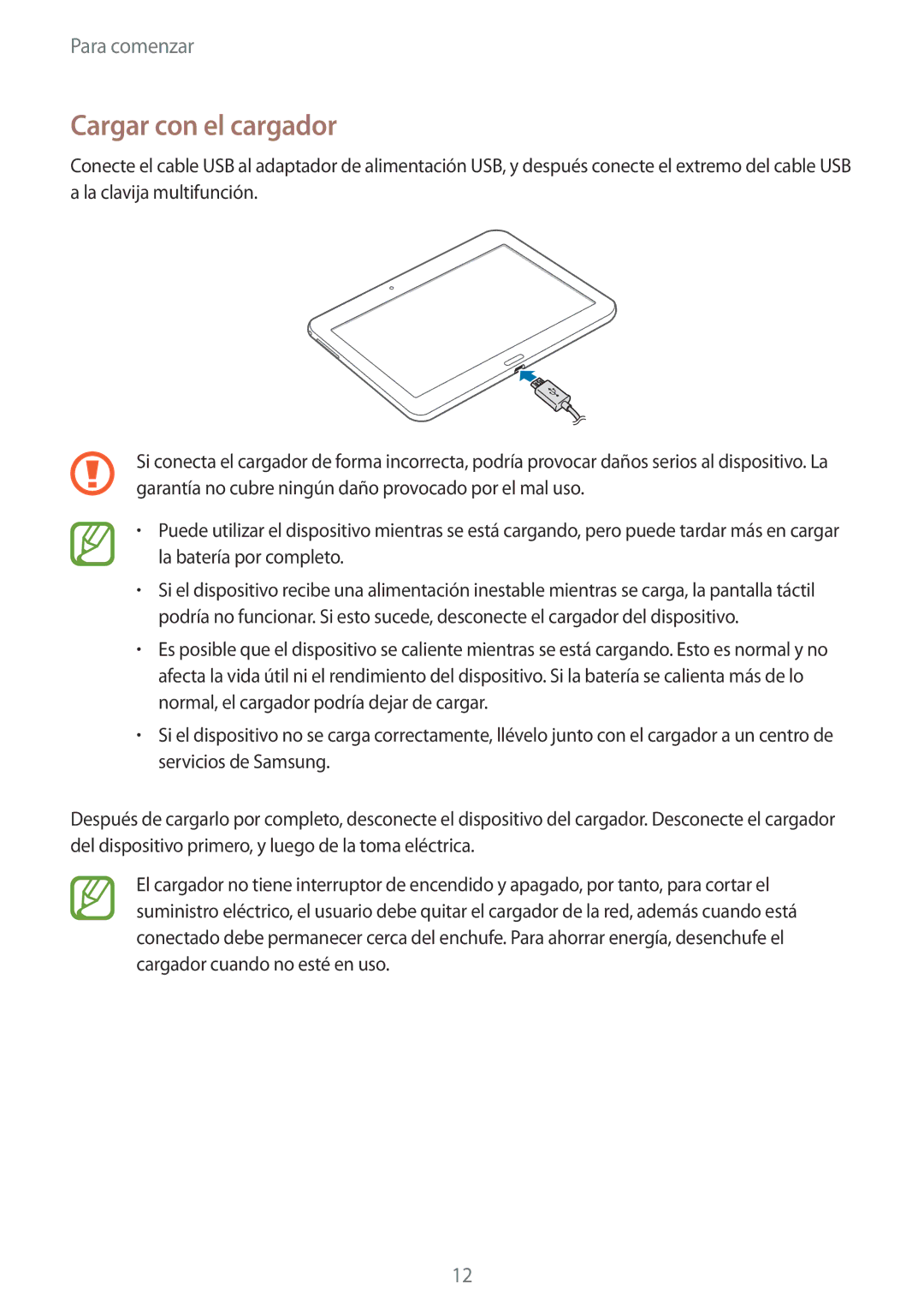 Samsung SM-T535NYKAXEZ, SM-T535NZWATPH, SM-T535NZWAXEO, SM-T535NYKATPH, SM-T535NYKAXEO, SM-T535NZWATIM Cargar con el cargador 