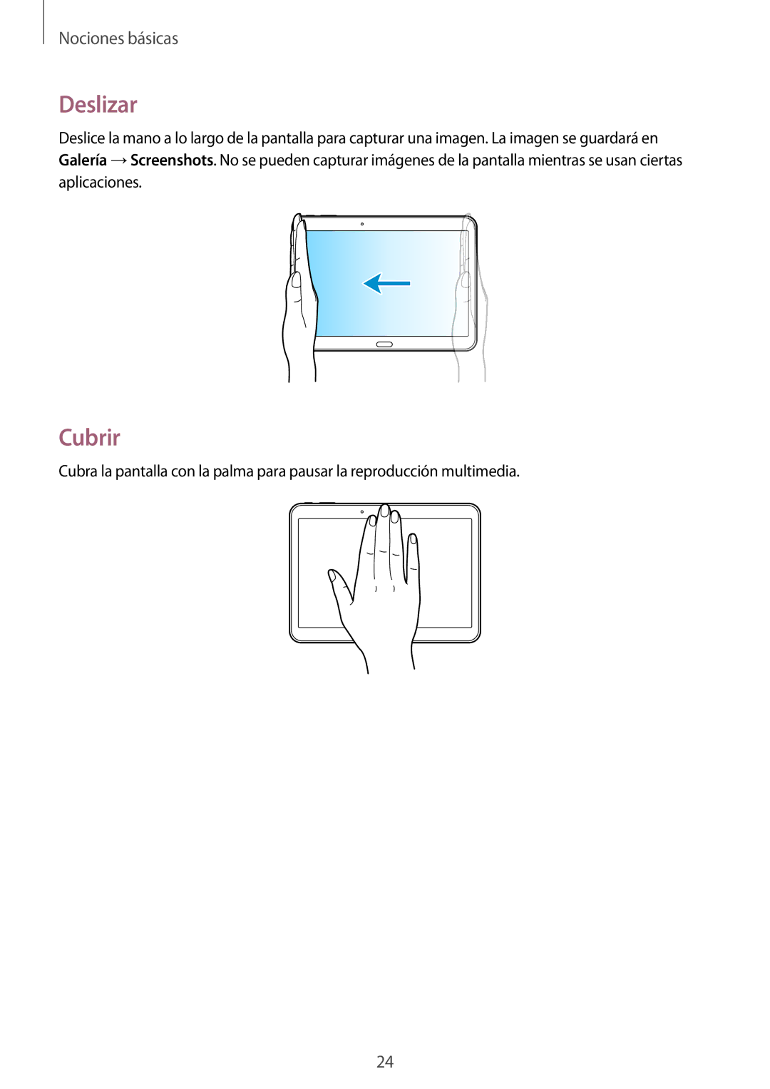 Samsung SM-T535NZWAXEH, SM-T535NZWATPH, SM-T535NZWAXEO, SM-T535NYKATPH, SM-T535NYKAXEO, SM-T535NZWATIM manual Deslizar, Cubrir 