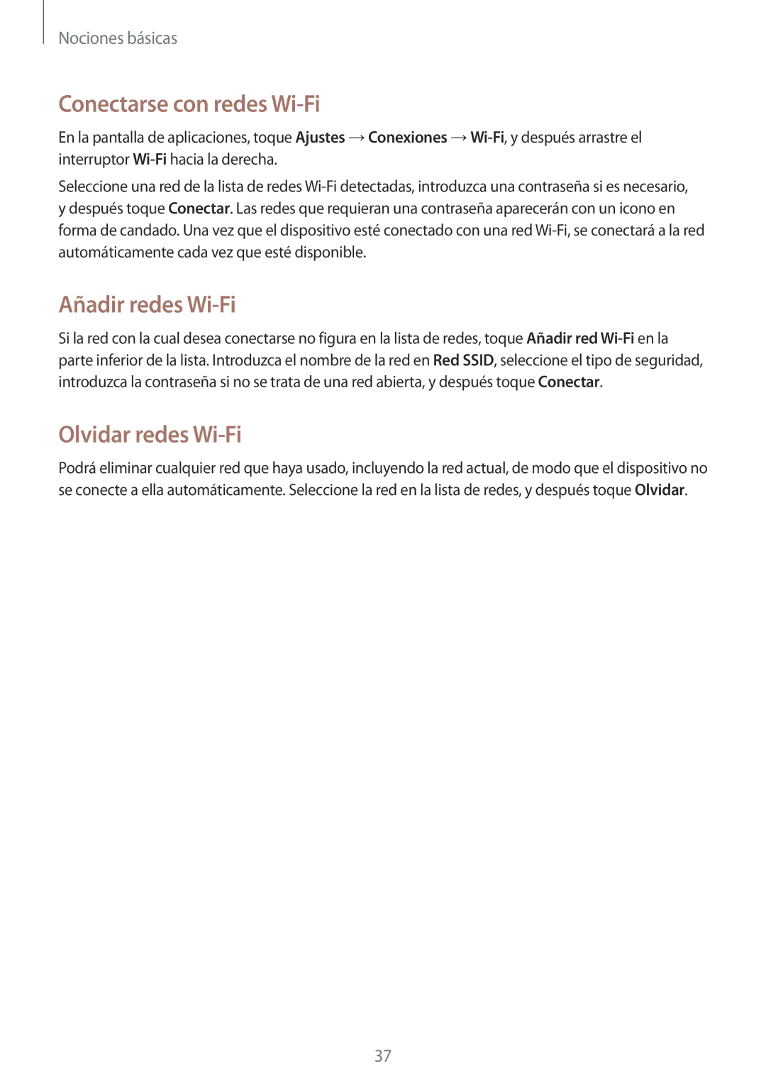 Samsung SM-T535NYKAPHE, SM-T535NZWATPH, SM-T535NZWAXEO Conectarse con redes Wi-Fi, Añadir redes Wi-Fi, Olvidar redes Wi-Fi 