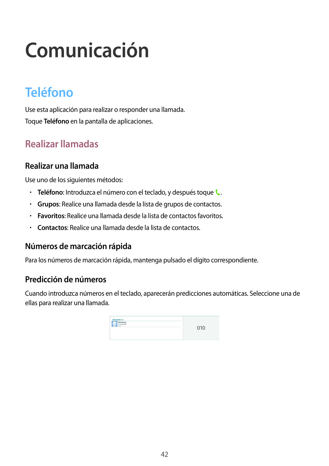 Samsung SM-T535NZWATPH, SM-T535NZWAXEO, SM-T535NYKATPH, SM-T535NYKAXEO manual Comunicación, Teléfono, Realizar llamadas 