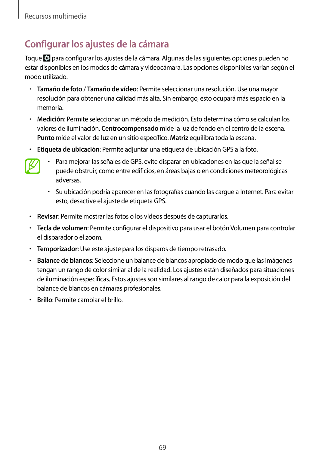 Samsung SM-T535NYKAXEH, SM-T535NZWATPH, SM-T535NZWAXEO, SM-T535NYKATPH, SM-T535NYKAXEO Configurar los ajustes de la cámara 