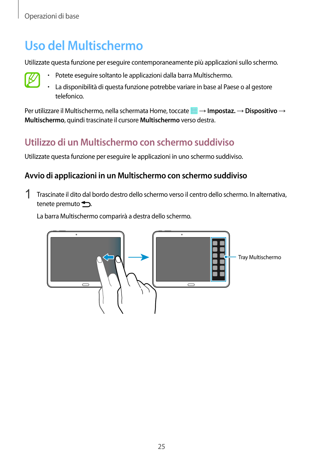 Samsung SM-T535NZWAITV, SM-T535NZWAWIN manual Uso del Multischermo, Utilizzo di un Multischermo con schermo suddiviso 