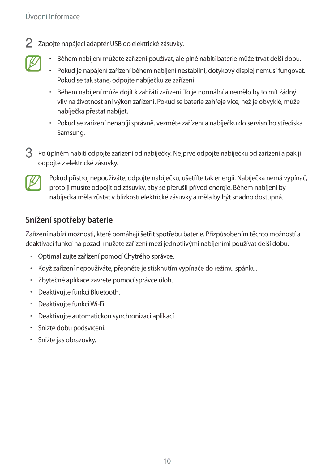 Samsung SM-T550NZWAXSK, SM-T550NZKAAUT, SM2T550NZWAXEZ, SM2T550NZKAXEZ, SM-T550NZWAEUR manual Snížení spotřeby baterie 