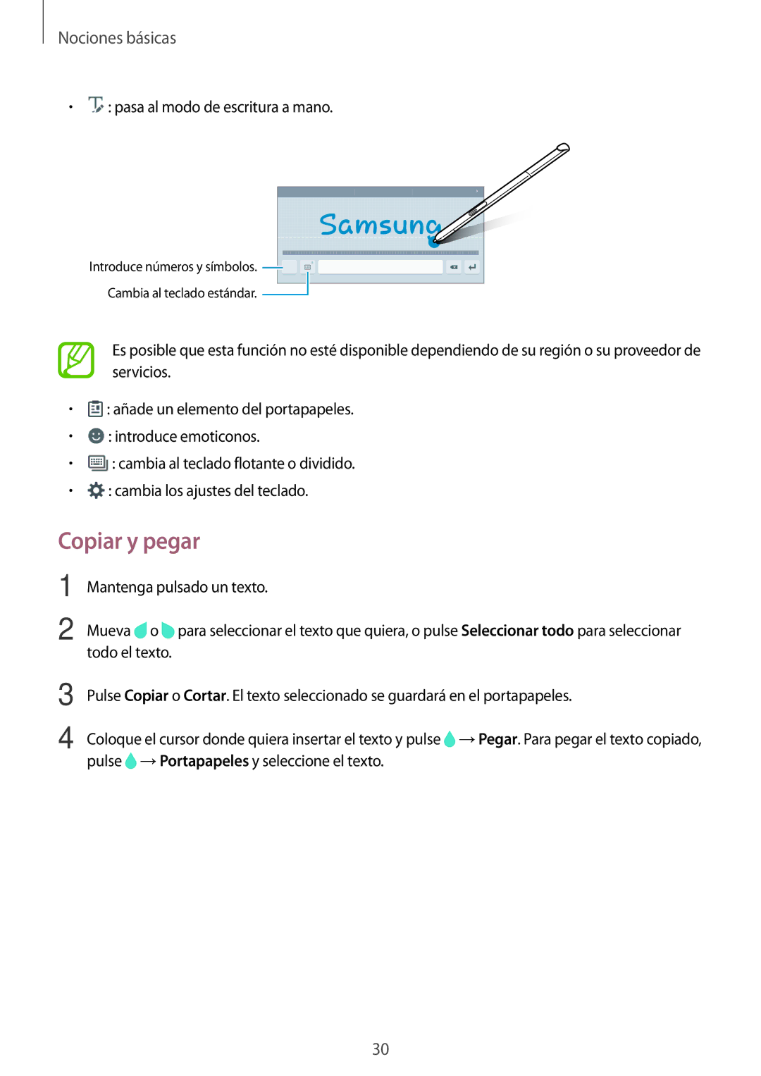 Samsung SM-T550NZKAPHE, SM-T550NZWAPHE, SM-P550NZWAPHE manual Copiar y pegar 