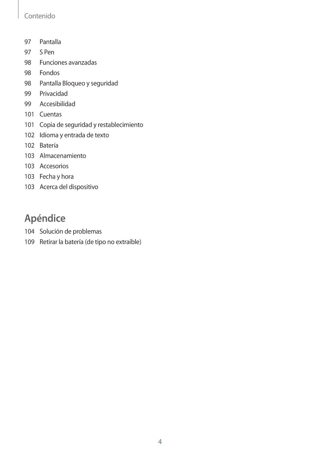 Samsung SM-T550NZWAPHE, SM-T550NZKAPHE, SM-P550NZWAPHE manual Apéndice 