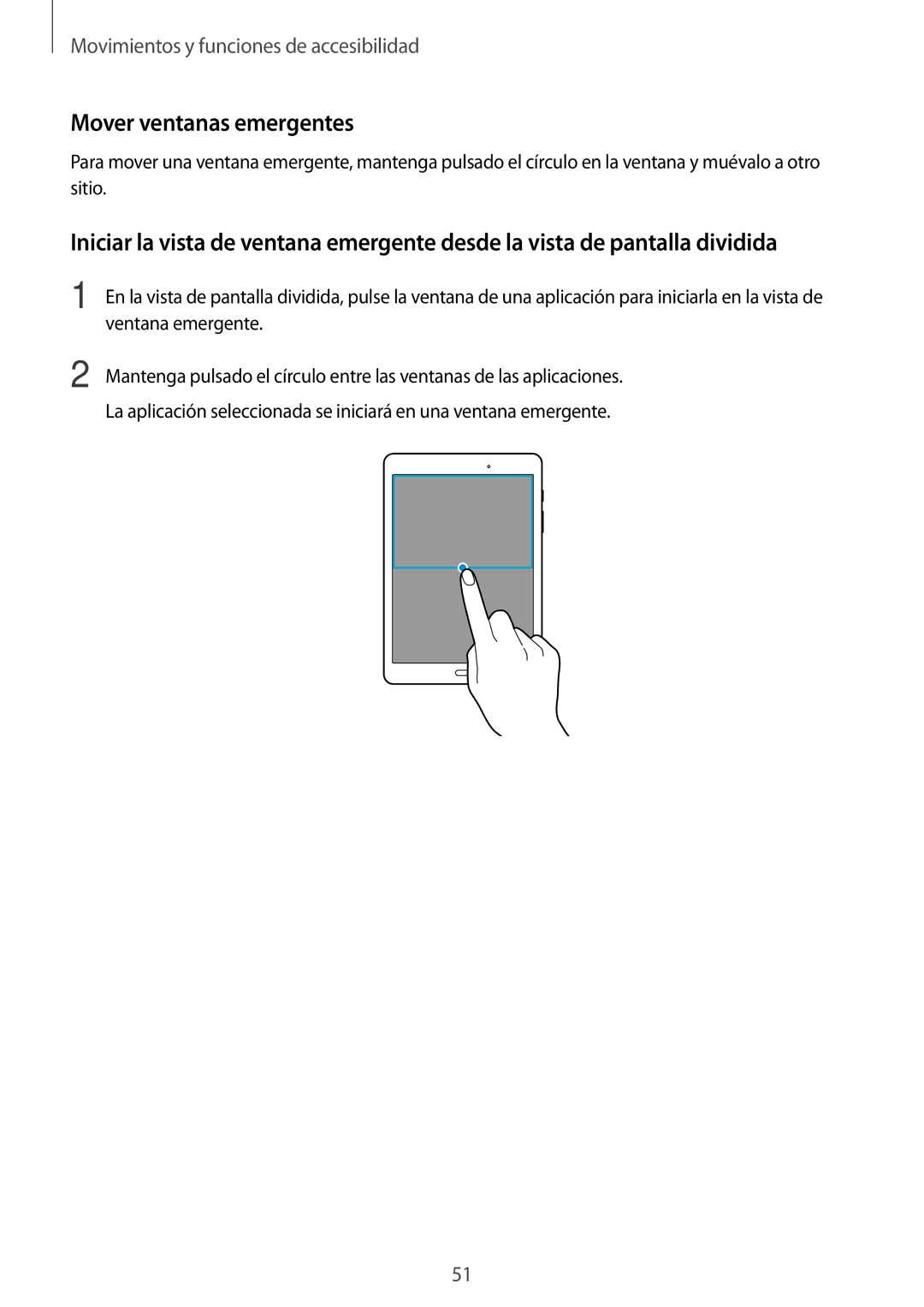 Samsung SM-T550NZKAPHE, SM-T550NZWAPHE, SM-P550NZWAPHE manual Mover ventanas emergentes 