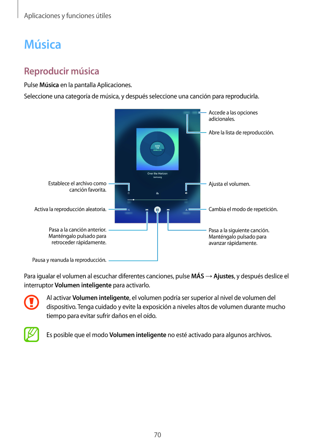 Samsung SM-T550NZWAPHE, SM-T550NZKAPHE, SM-P550NZWAPHE manual Música, Reproducir música 
