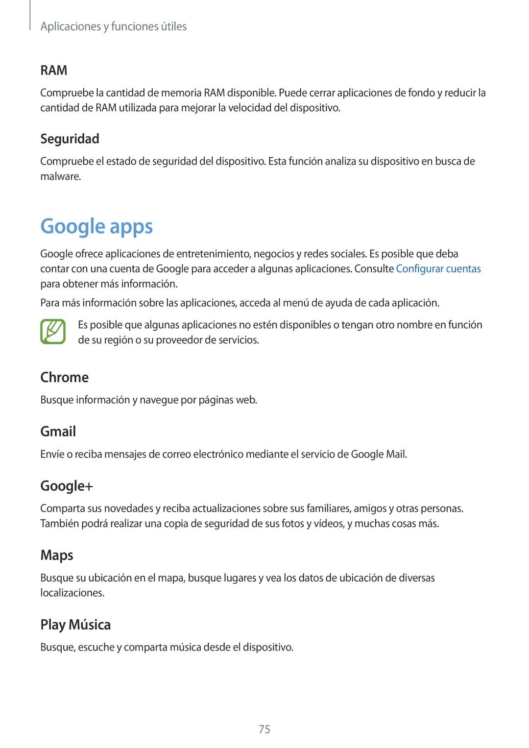 Samsung SM-T550NZKAPHE, SM-T550NZWAPHE, SM-P550NZWAPHE manual Google apps, Seguridad 