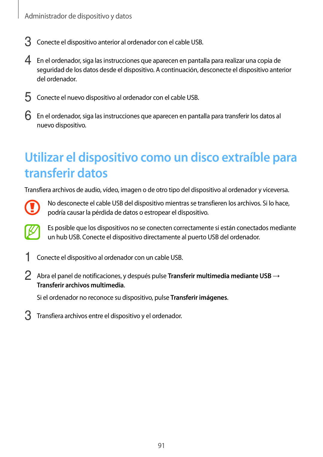 Samsung SM-T550NZWAPHE, SM-T550NZKAPHE, SM-P550NZWAPHE manual Administrador de dispositivo y datos 