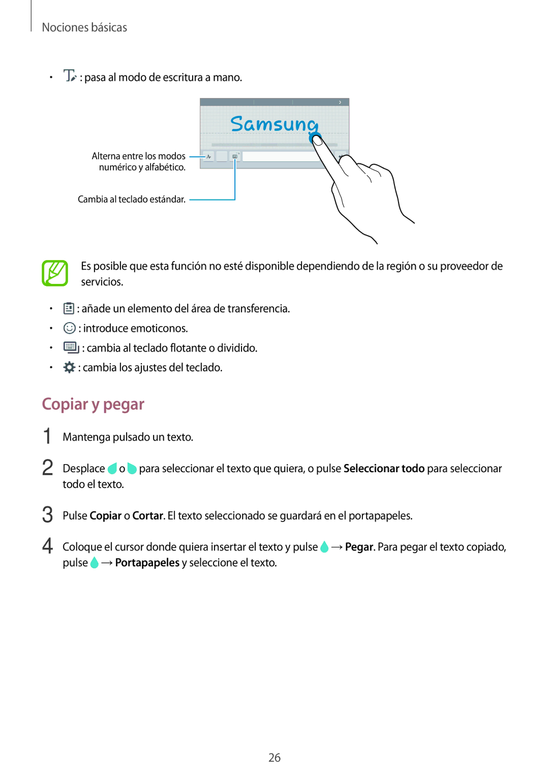 Samsung SM-T550NZKAPHE, SM-T550NZWAPHE manual Copiar y pegar 