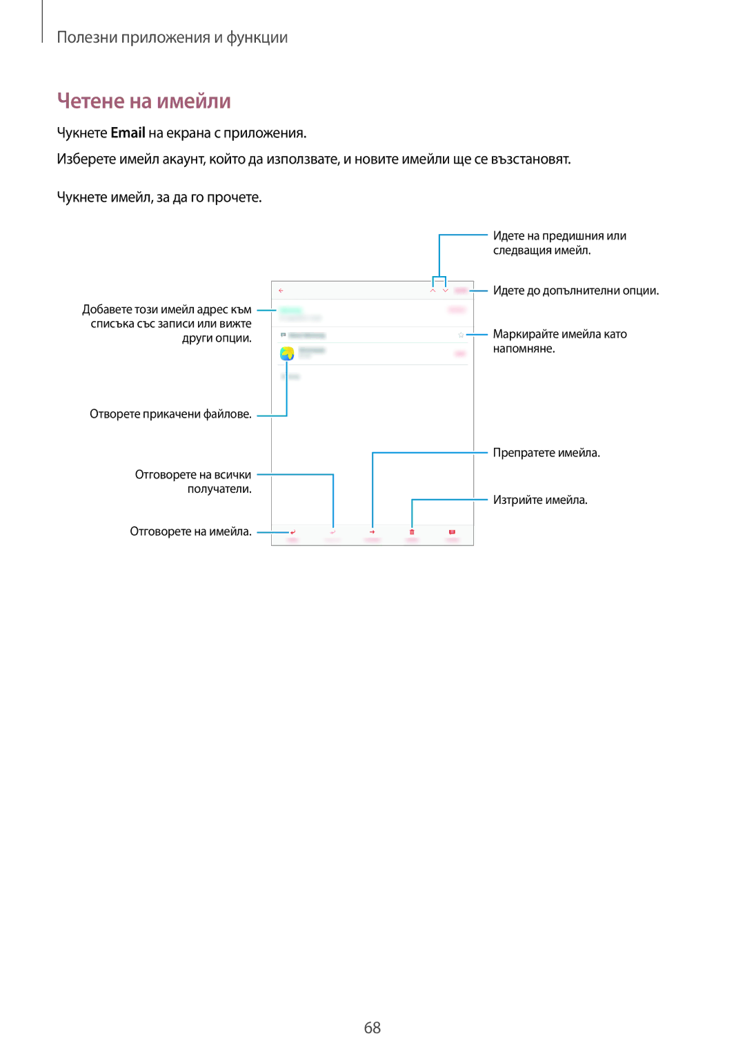 Samsung SM-T550NZWABGL, SM-T550NZKABGL manual Четене на имейли 