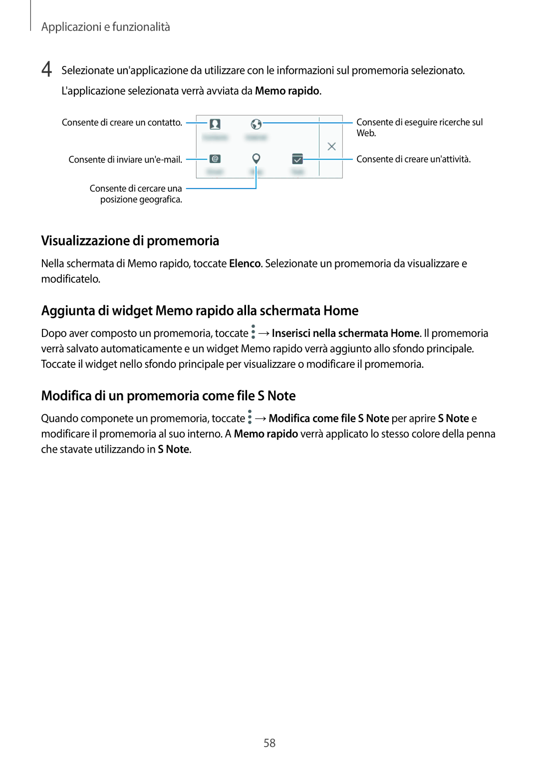 Samsung SM-T550NZKAAUT, SM-T550NZWADBT Visualizzazione di promemoria, Aggiunta di widget Memo rapido alla schermata Home 