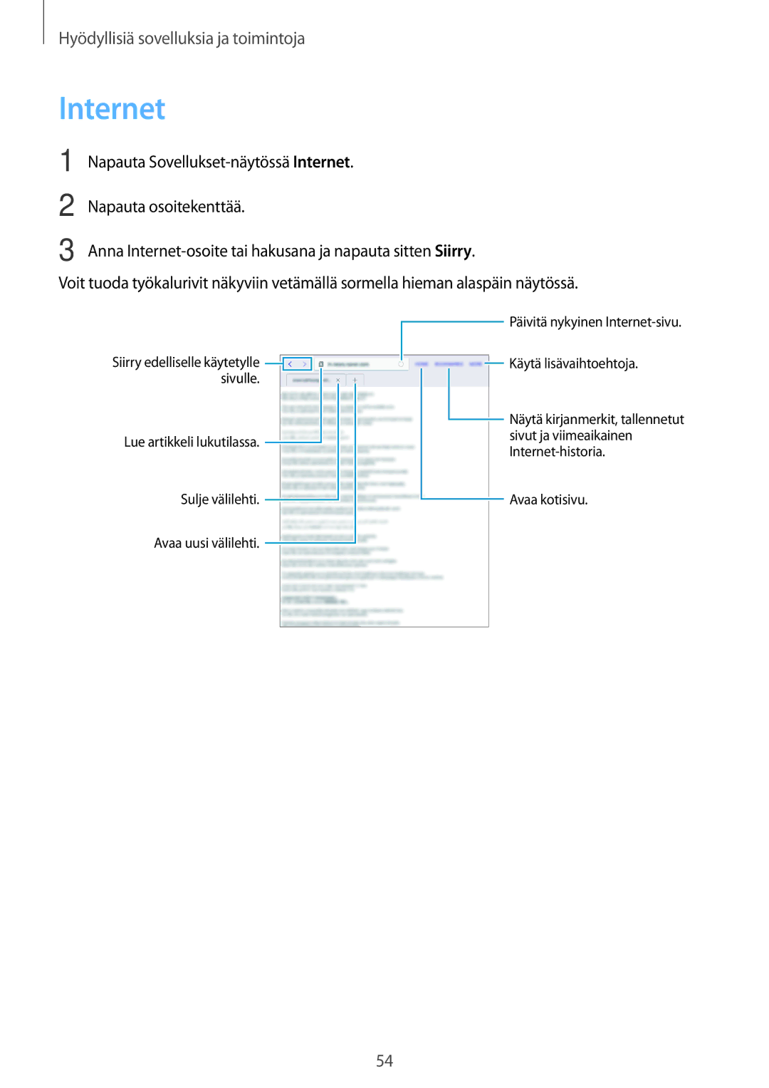 Samsung SM-T550NZWANEE manual Internet 