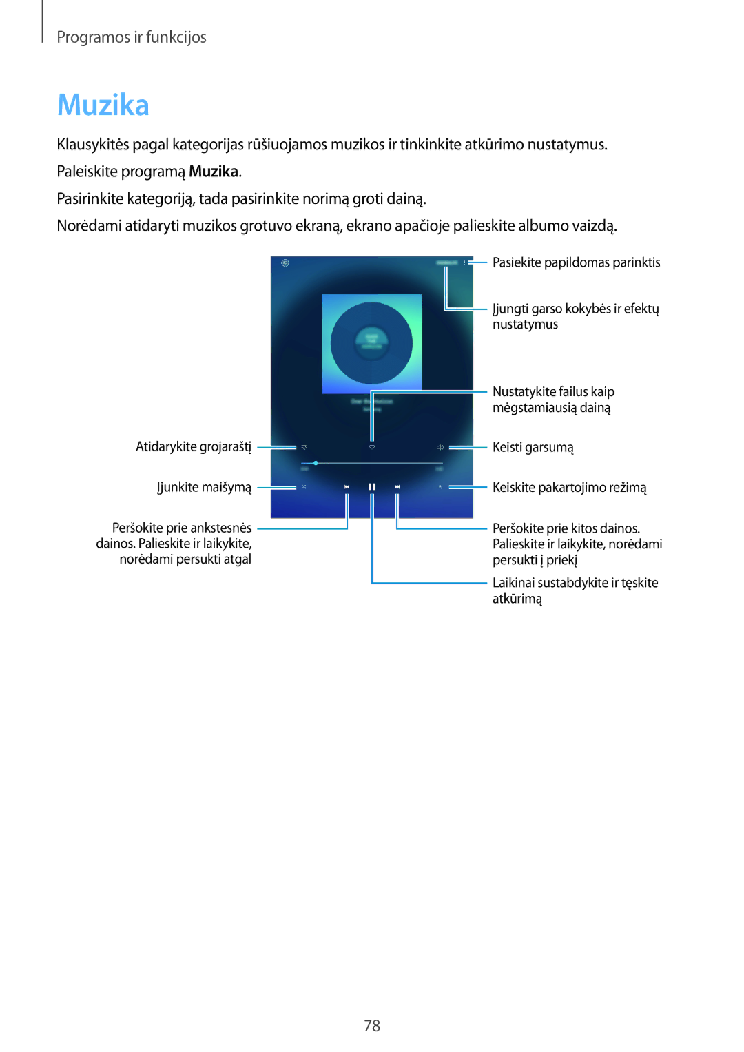 Samsung SM-T550NZWASEB, SM-T550NZKASEB, SM-P550NZKASEB manual Muzika 